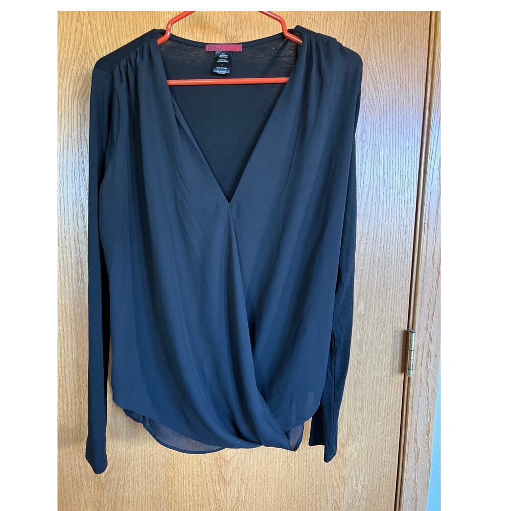 BKE Red, wrap waist V-neck blouse, women's size L